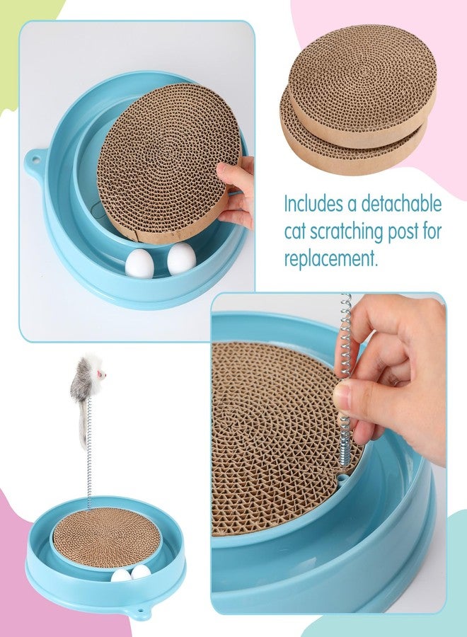 AceOrbit 3 Pcs Cat Ball Track Toy, Include 1 Round Cat Scratcher Toy with 2 Cats Scratching Board Pad Replacement, Interactive Toys Track and Plush Mouse Toys for Indoor Cats Kitten - Image 4